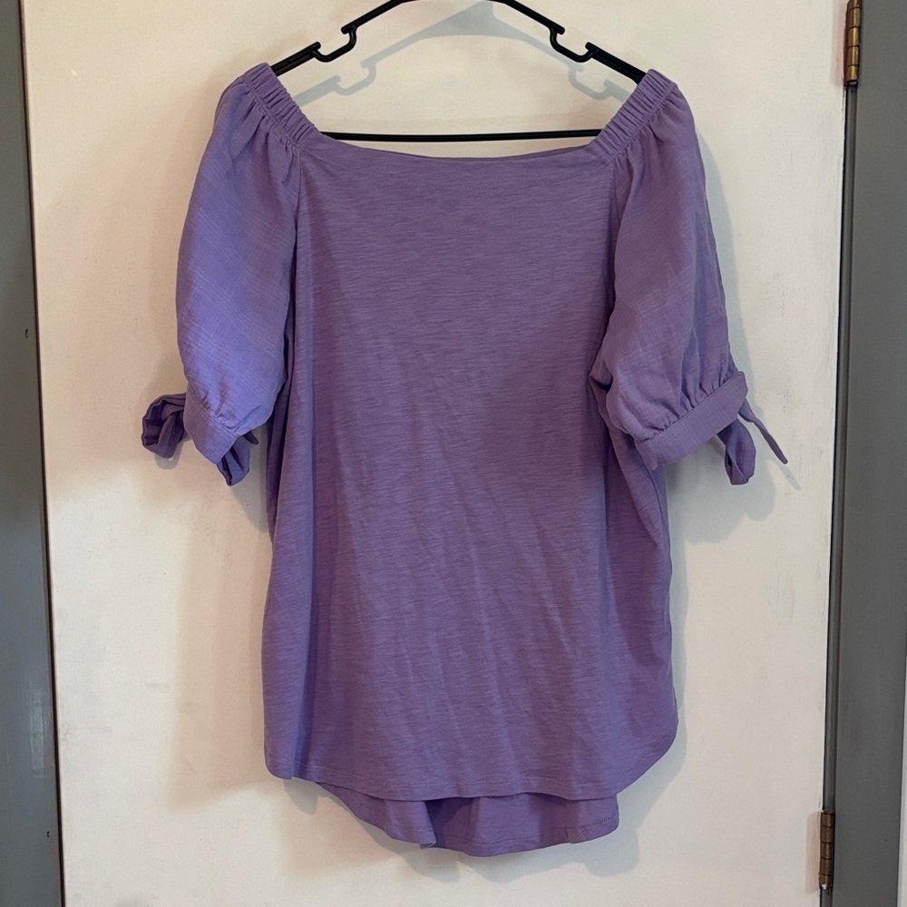 DG2 by Diane Gilman Lavender Off-Shoulder Blouse